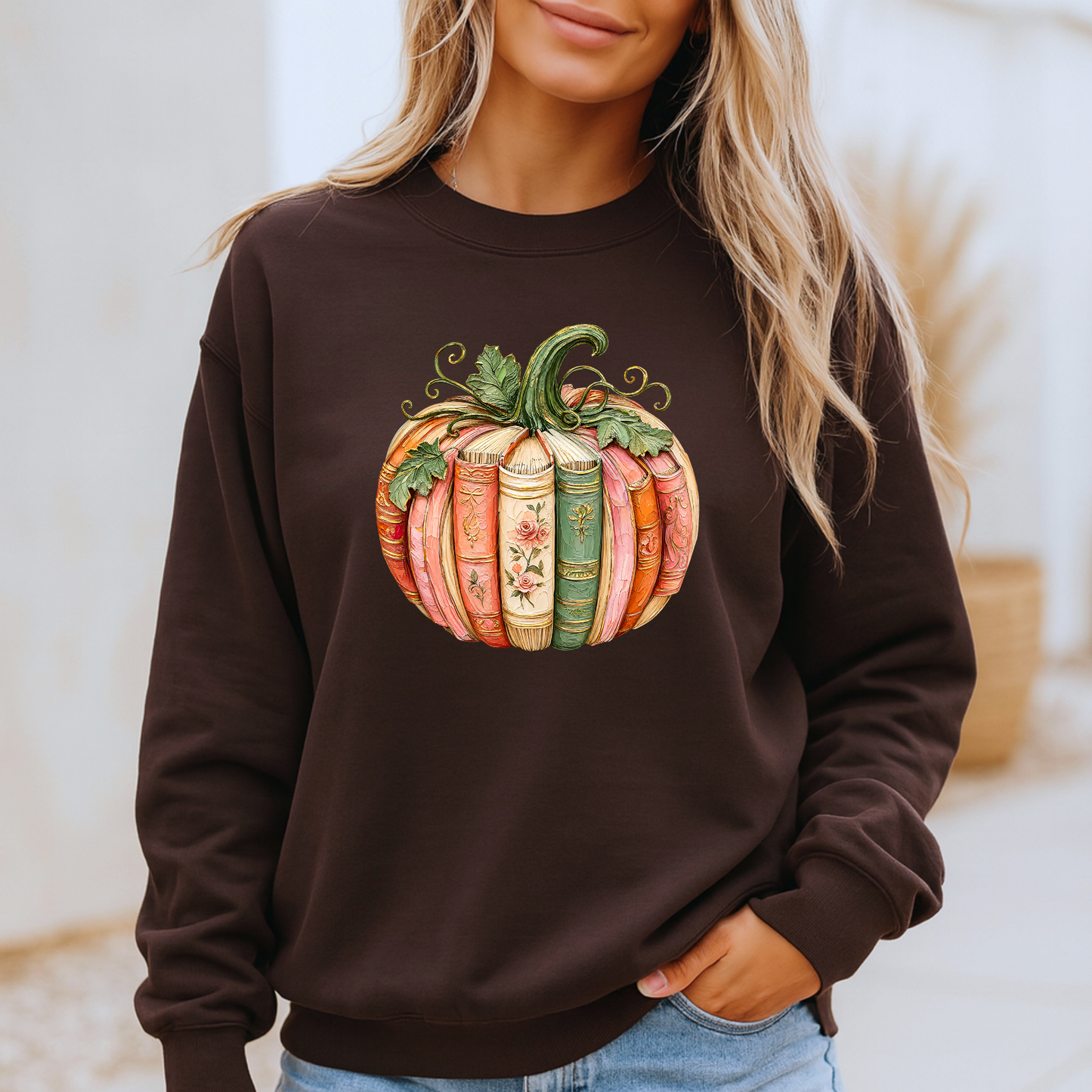 📚 Bookish Pumpkin Autumn Sweatshirt 🎃🌸