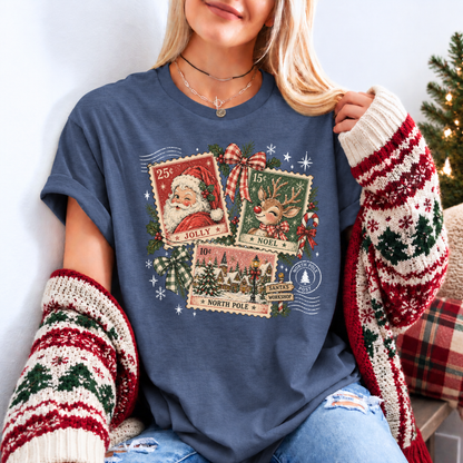 Vintage North Pole Post 🎅🏻🎄 Organic Cotton Christmas T-Shirt