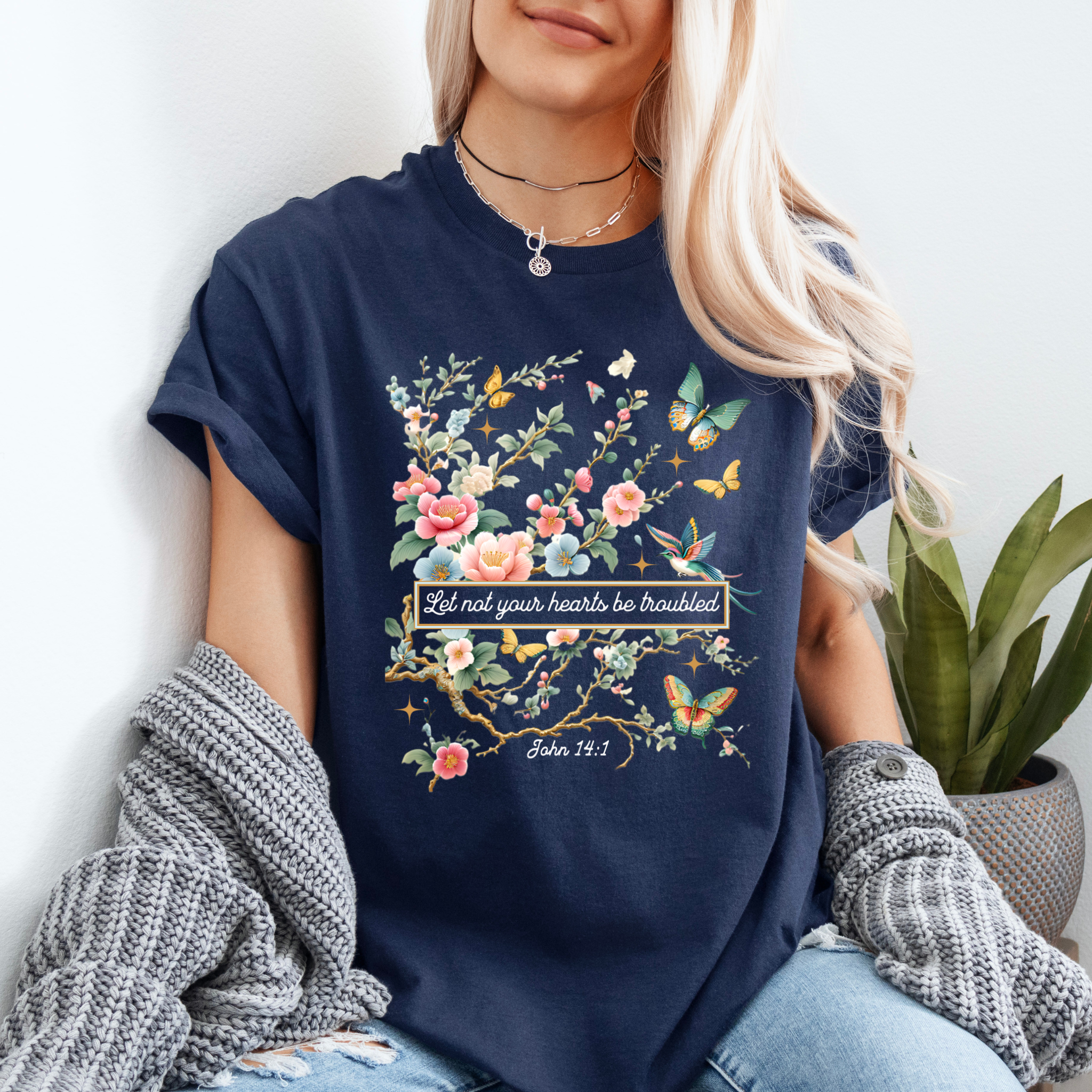 Let Not your Heart be troubled T-shirt 100% Organic Cotton