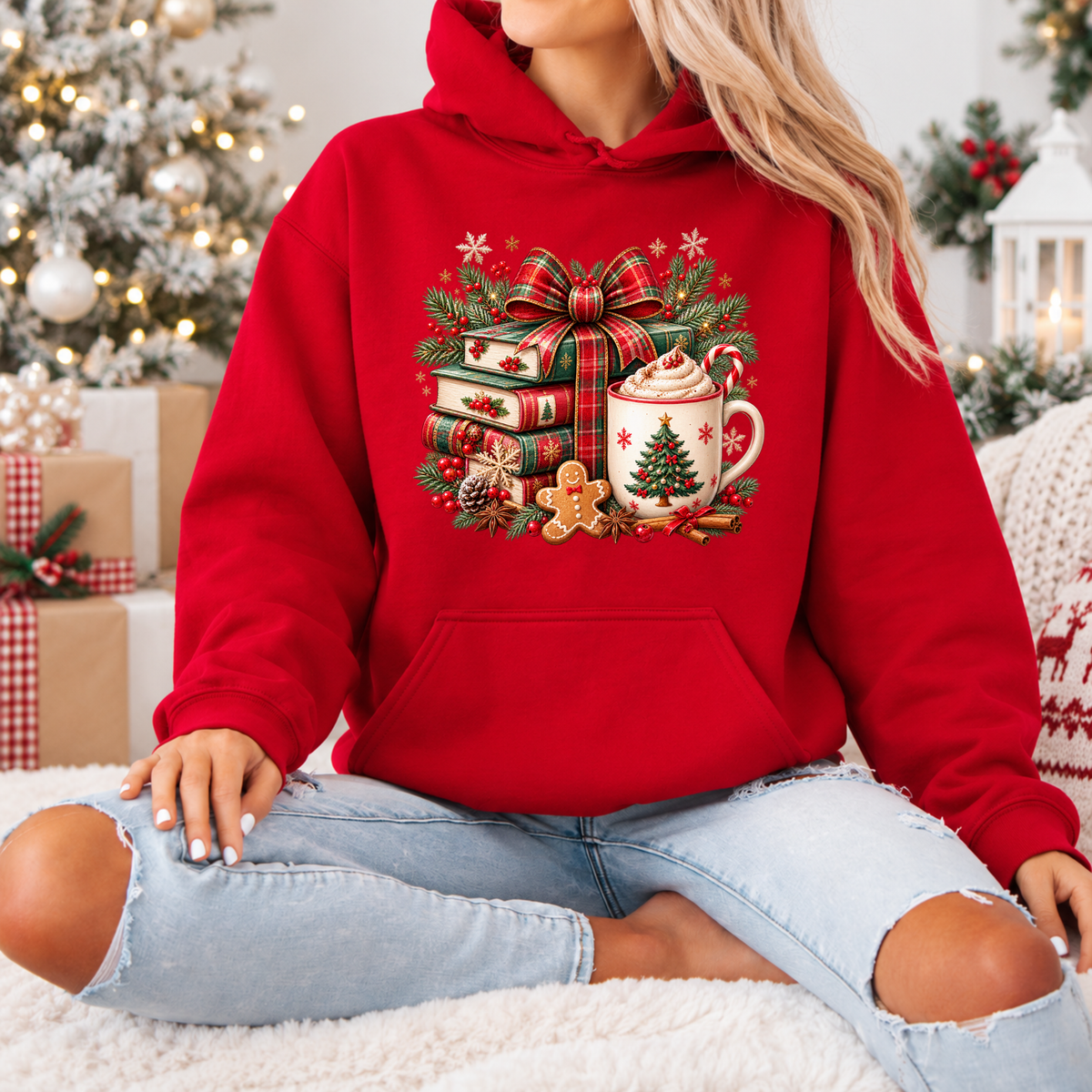 Festive Christmas Book Nook ✨🎅  Premium Christmas Hoodie