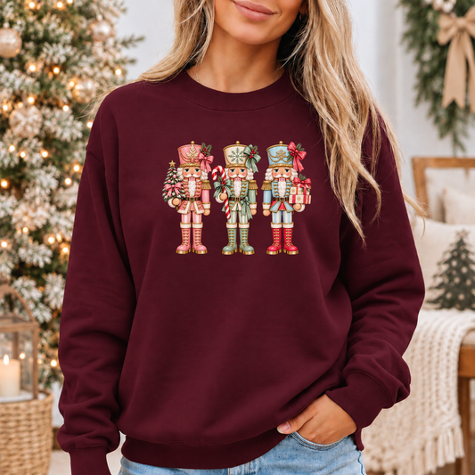 🎀 The Pastel Nutcracker Trio Cosy Christmas Sweatshirt
