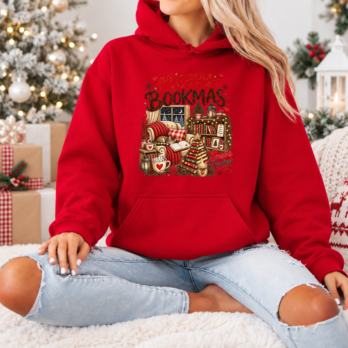 Merry Bookmax & Cosy Chapters 🎄📚  Premium Christmas Hoodie