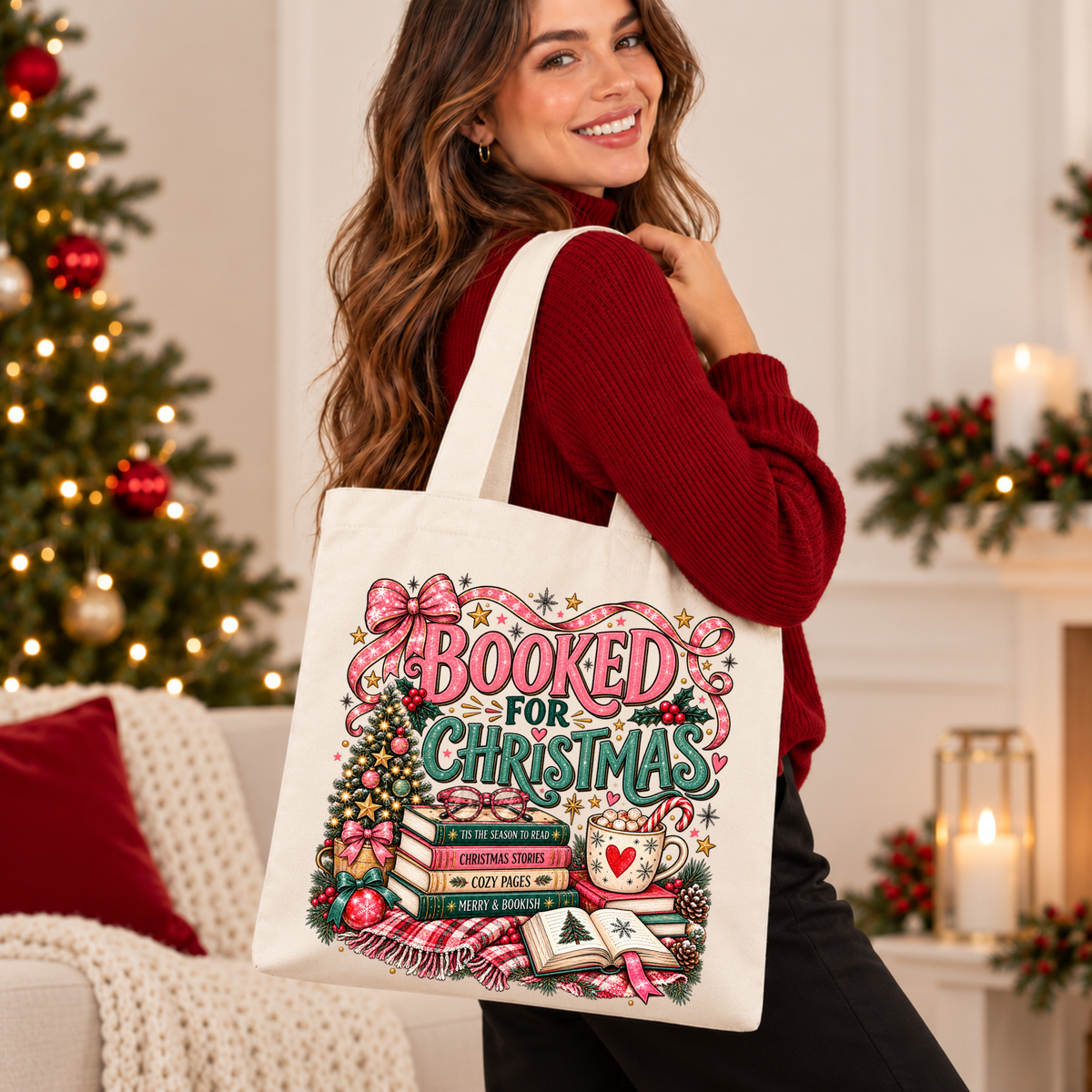 Booked for a Cosy Christmas 🎀📚 Christmas Tote Bag
