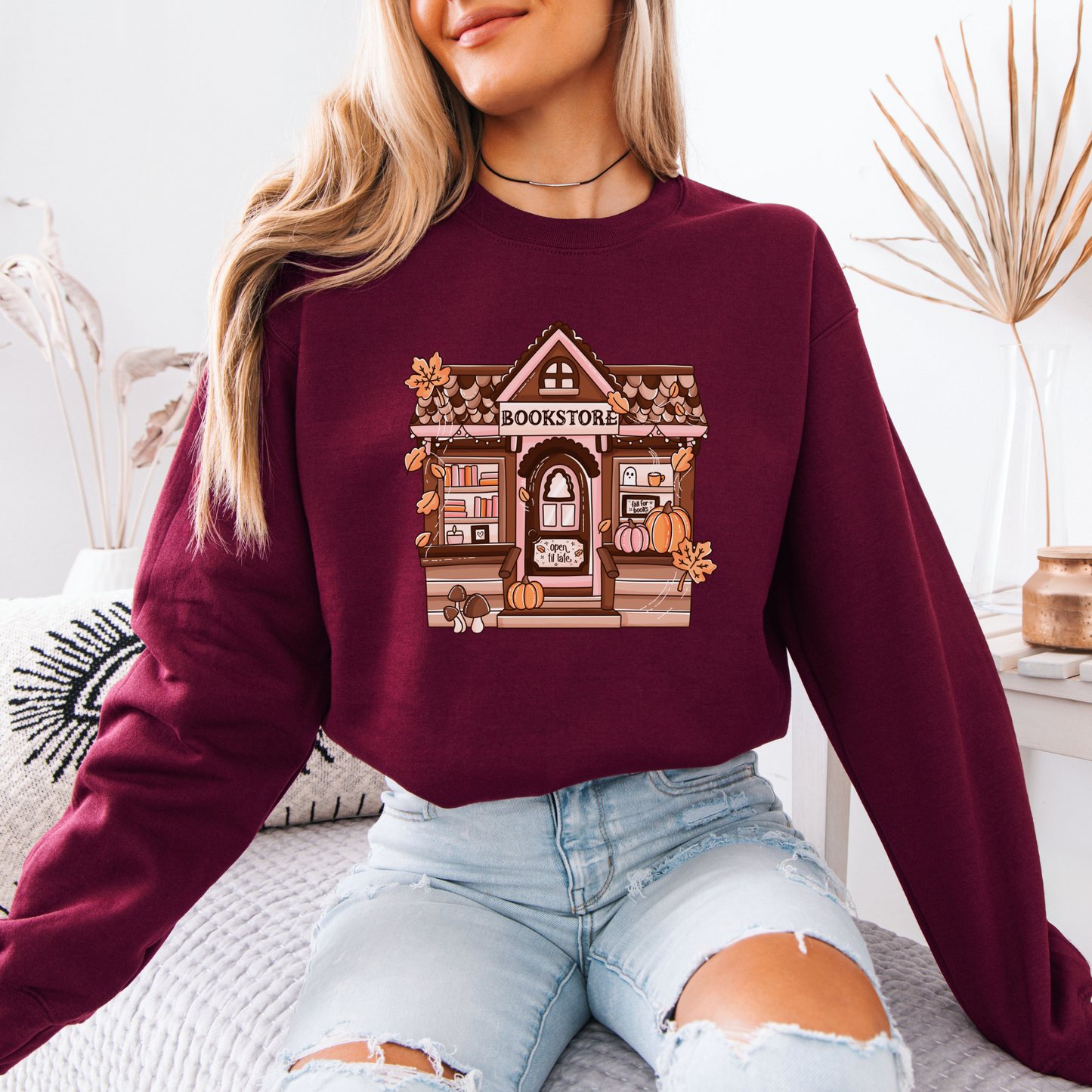 Fall Bookstore Organic Cotton Crewneck Sweatshirt