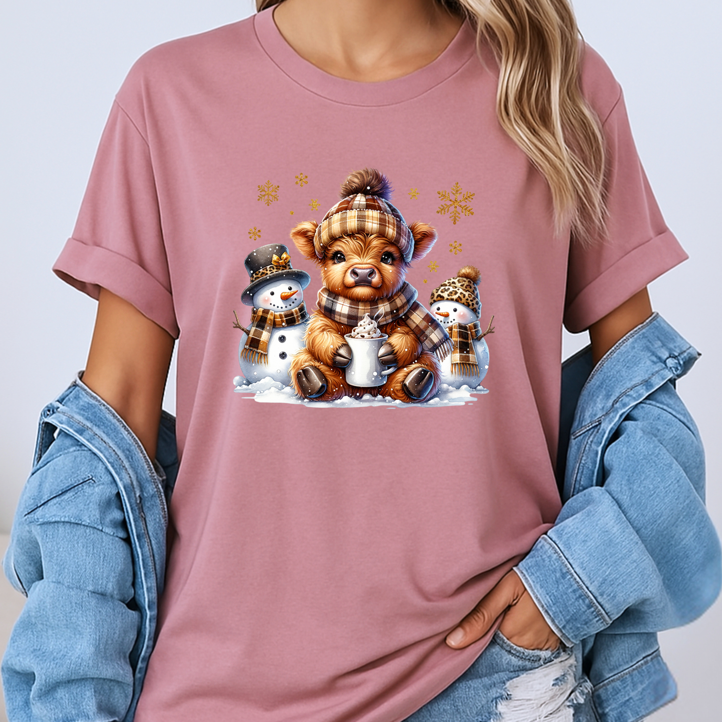 🐮🧣 Cozy Winter Cow 🎄 100% Organic Cotton T-Shirt