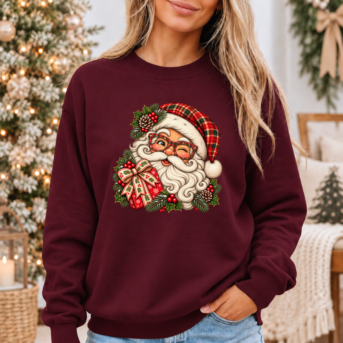Santa's Merry Little Wink 🎅🎄✨ Cosy Christmas Sweatshirt