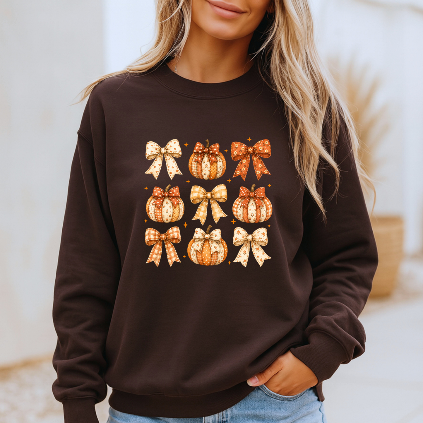 🎀🎃 Pumpkin Bows Autumn Sweatshirt 🍂✨