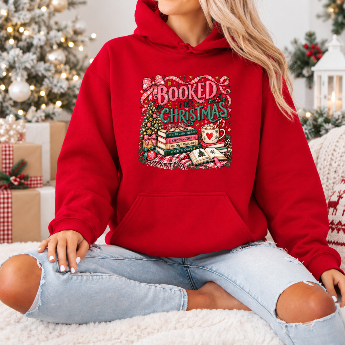 Booked for a Cosy Christmas 🎀📚🎄  Premium Christmas Hoodie