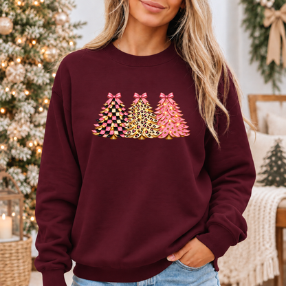 Pink, Wild & Bow-tiful Christmas Trees 🎀🎄✨ Cosy Christmas Sweatshirt