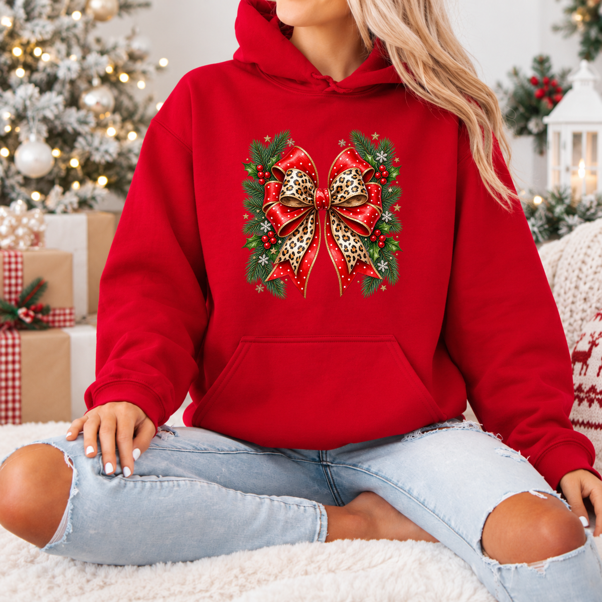 Wildly Merry Christmas Bow 🎀🎄  Premium Christmas Hoodie