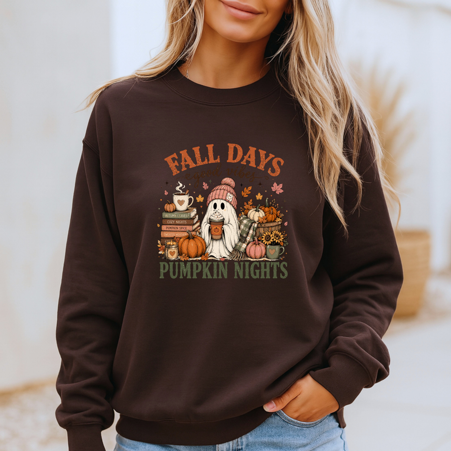 Fall Days & Pumpkin Nights Ghost Sweatshirt 👻🎃🍂