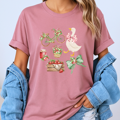 Strawberry Goose Cottage 🍓🪿 t-shirt 100% Organic Cotton