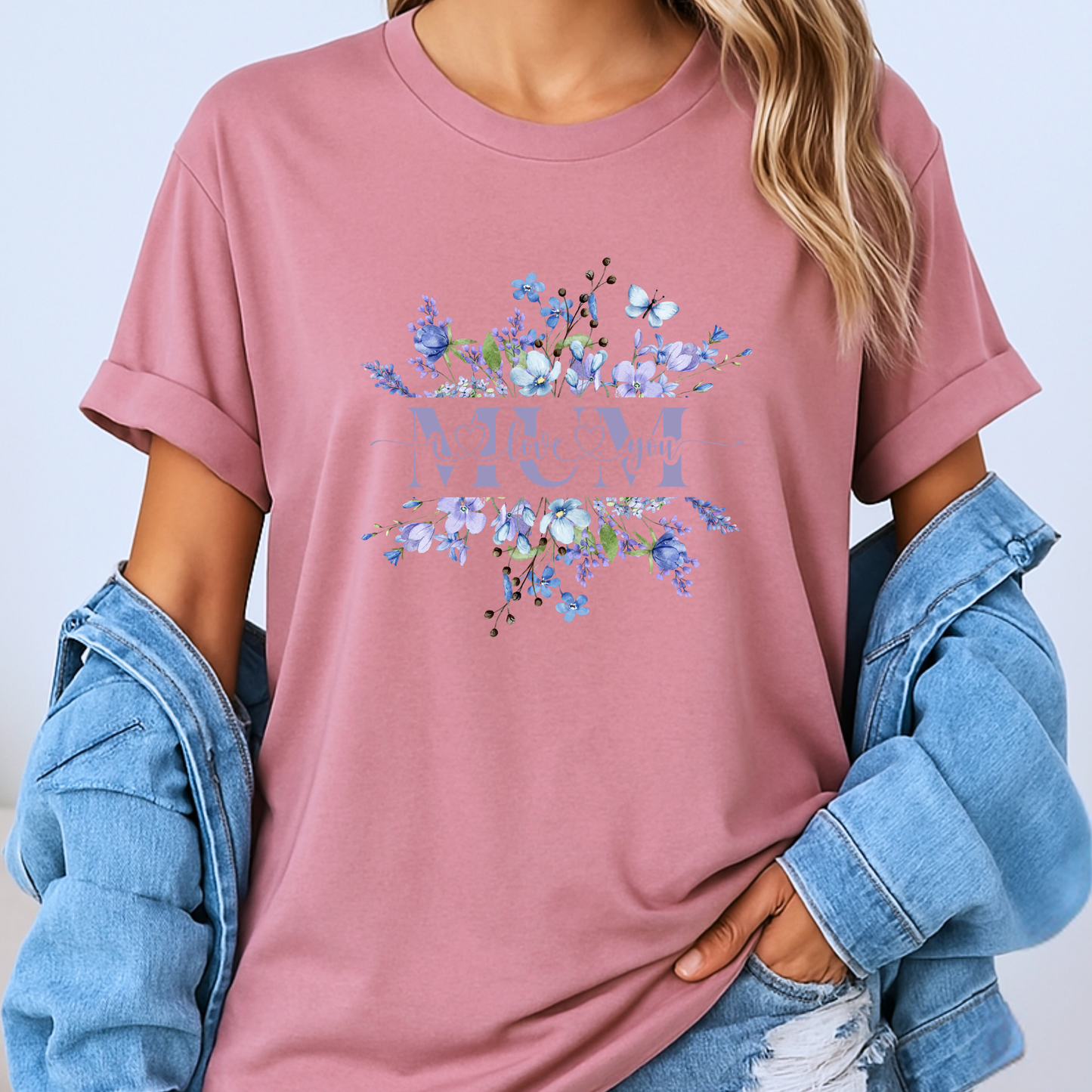 Mom I Love You Floral Heart T-shirt  💐💙