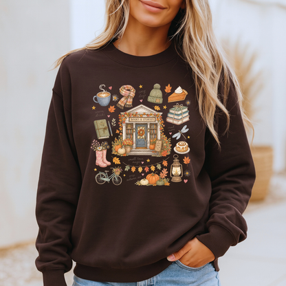 🍂📚 Autumn Bookshop Soft Sweatshirt ☕✨