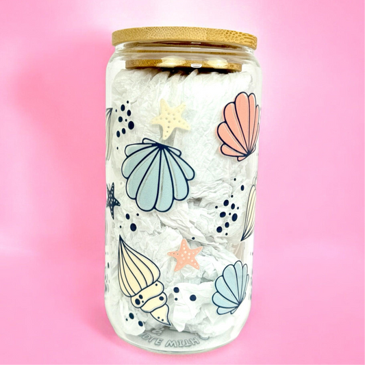 Seashell Ocean 16oz (455ml) Iced Coffee Glass Cup
