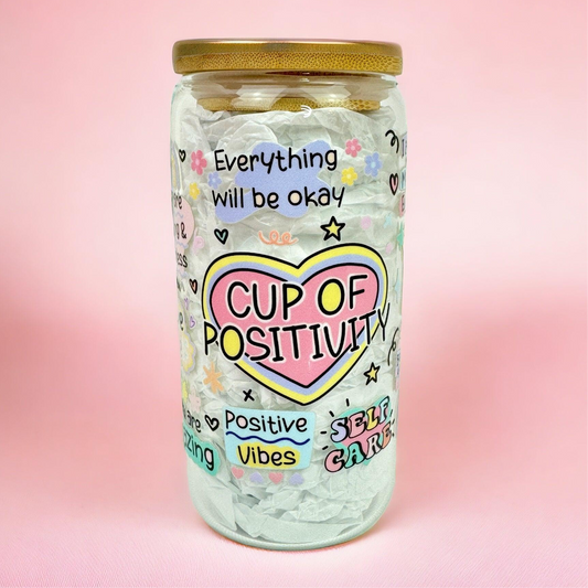 Cup Of Positivity 16oz (455ml) Iced Coffee Glass Cup