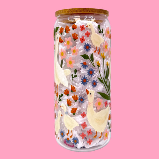 🪿Wildflower Goose 20oz Glass Cup🌸