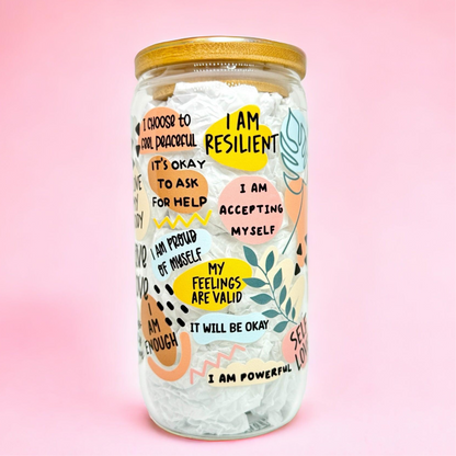 Positive Self Love 16oz (455ml) Iced Coffee Glass Cup