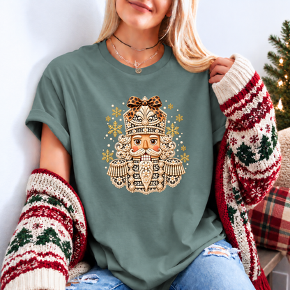 ✨ Golden Bloom Nutcracker❄️ Organic Cotton Christmas T-Shirt