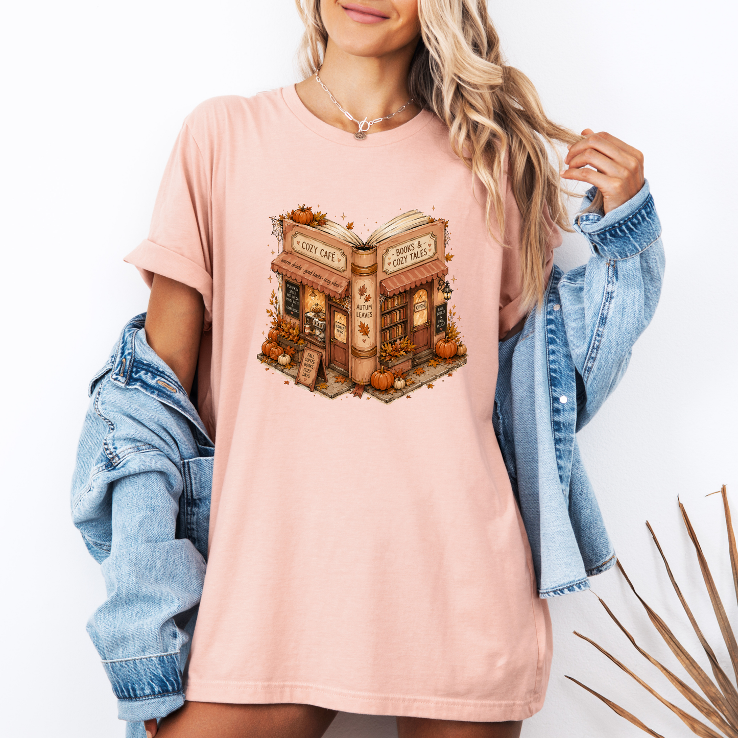 📚🍂 Cozy Café & Books Autumn T-Shirt ☕🎃