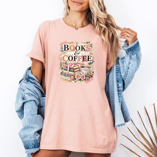 Books & Coffee Lover Graphic T-Shirt 🌸📖
