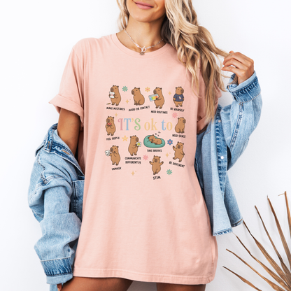 🌸 Cute Capybara Positive Vibes T-Shirt🐻 ✨