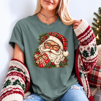 Santa's Merry Little Wink 🎅🎄✨ Organic Cotton Christmas T-Shirt