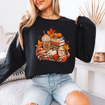 🍂📚 Hello Fall Bookish Soft Sweatshirt ☕✨