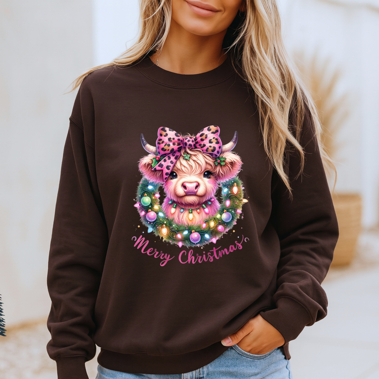 🎀🐮 Coquette Highland Cow 🐮🎀 Organic Cotton Sweatshirt