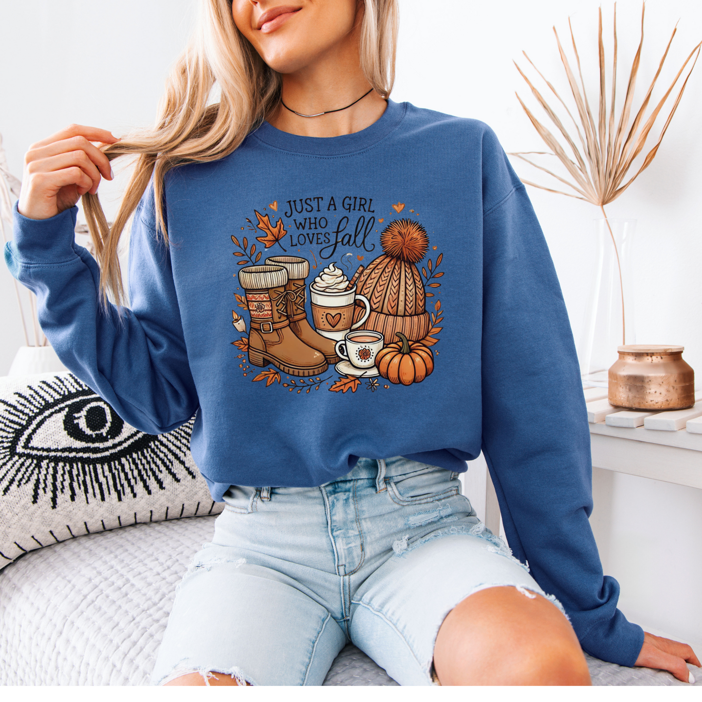 Just a Girl Who Loves Fall Organic Cotton Crewneck Sweatshirt