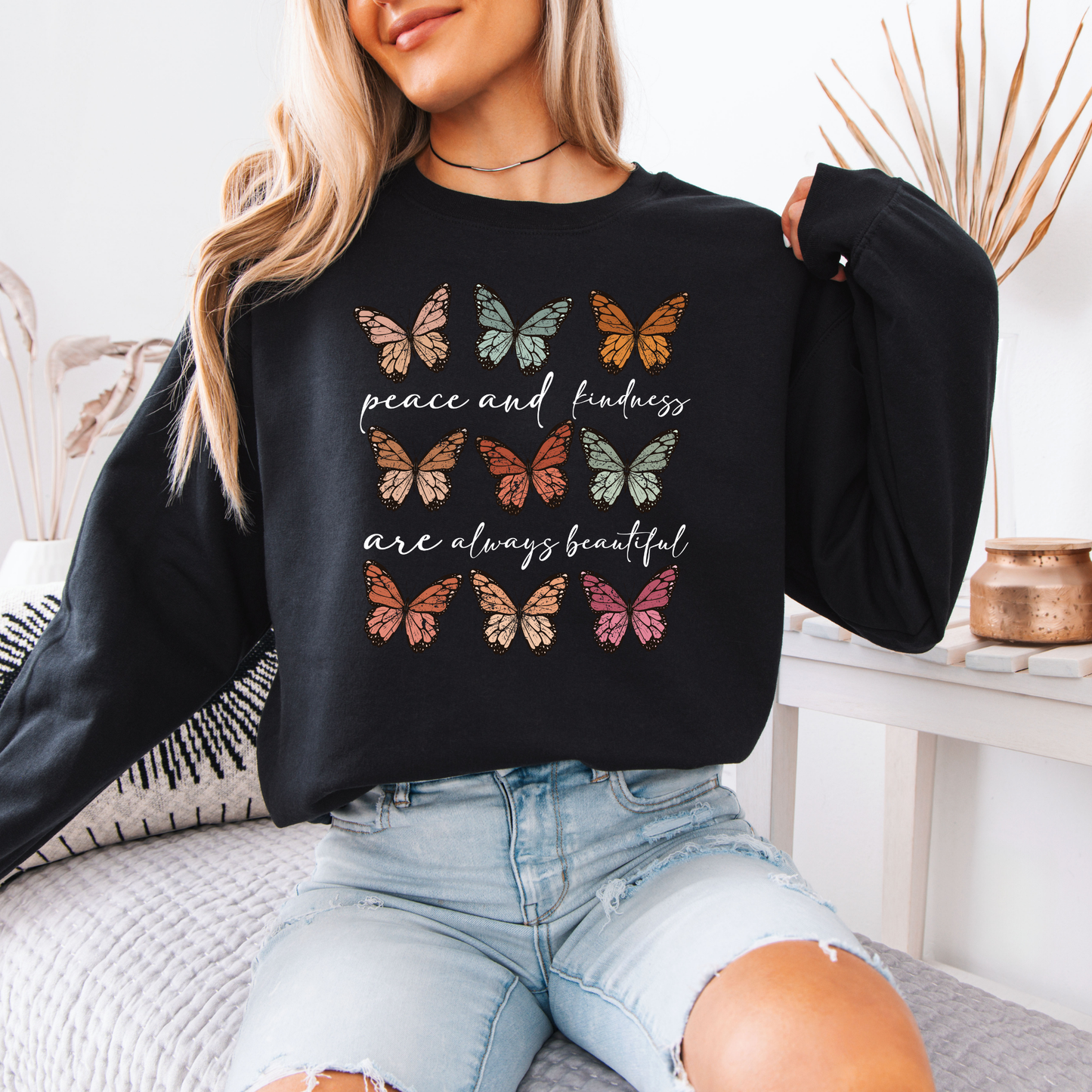 Peace & Kindness Butterfly Graphic Sweatshirt 🦋✨