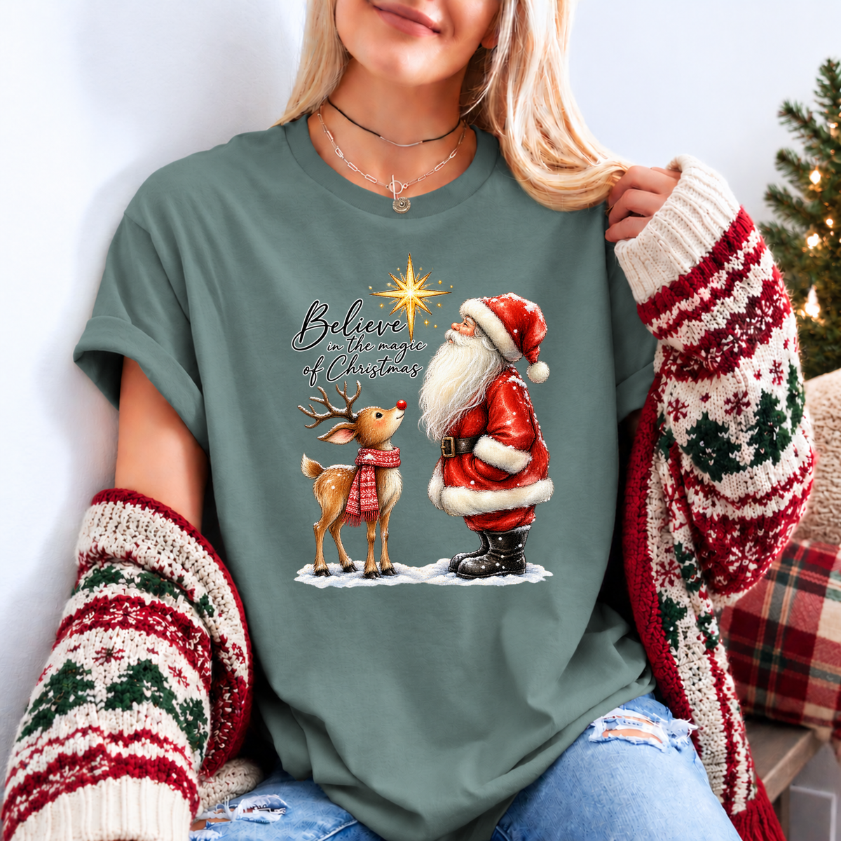 Believe in the Magic of Christmas 🎅🦌✨ Organic Cotton Christmas T-Shirt