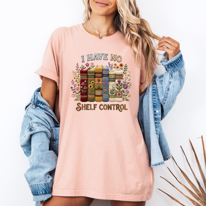 📚🌸 No Shelf Control Book Lover Floral 100% Organic Cotton T-Shirt