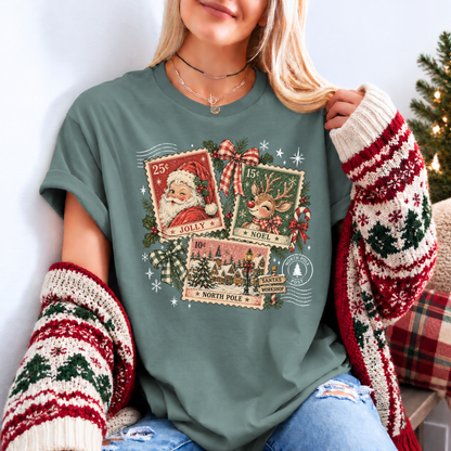 Vintage North Pole Post 🎅🏻🎄 Organic Cotton Christmas T-Shirt