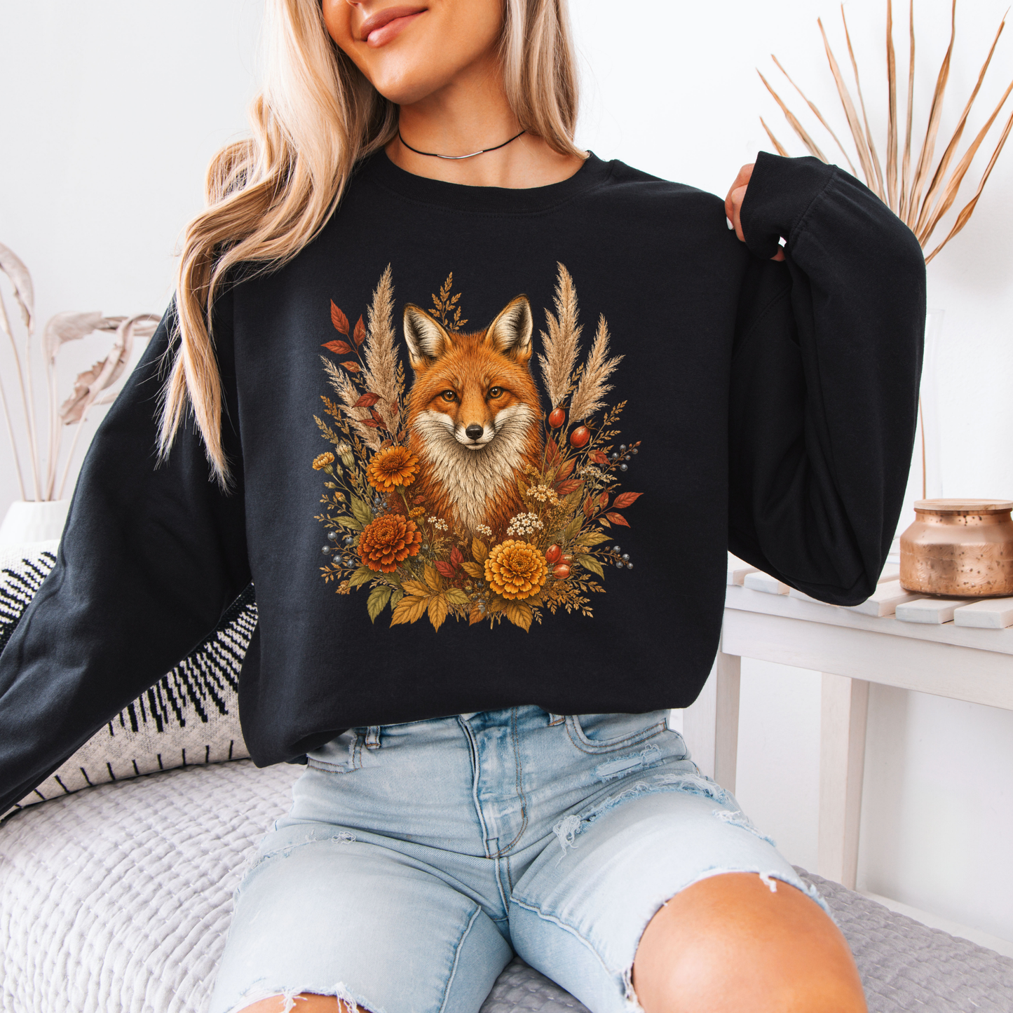 Autumn Fox and Wildflowers Sweatshirt 🦊🍂