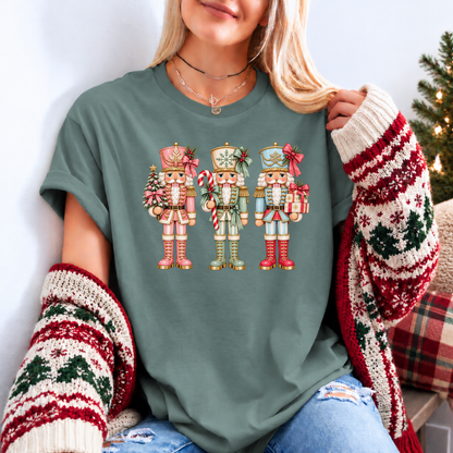 🎀 The Pastel Nutcracker Trio Organic Cotton Christmas T-Shirt