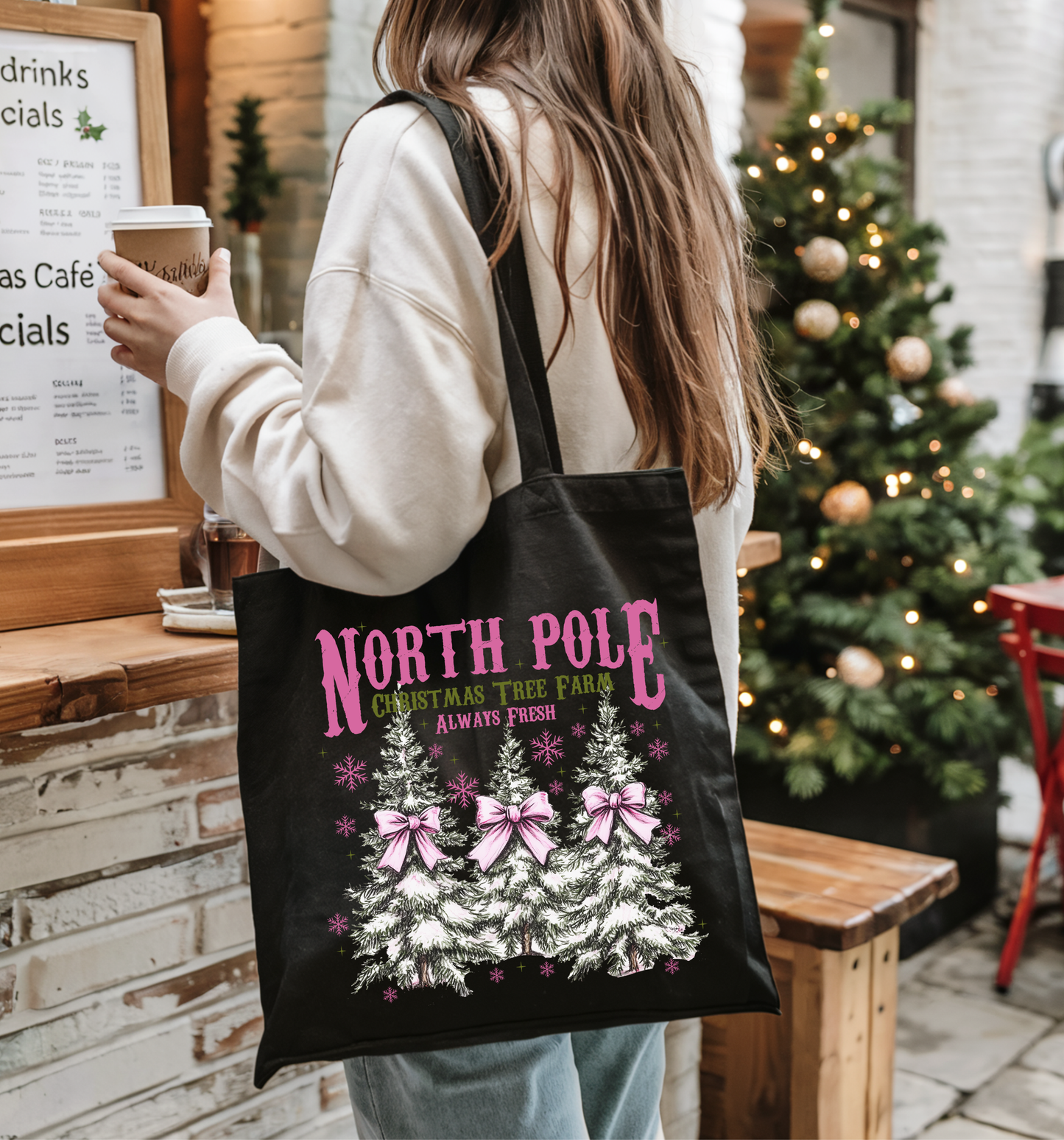 🌲❄️ North Pole Tree Farm ❄️🌲 Tote Bag 100% Organic Cotton