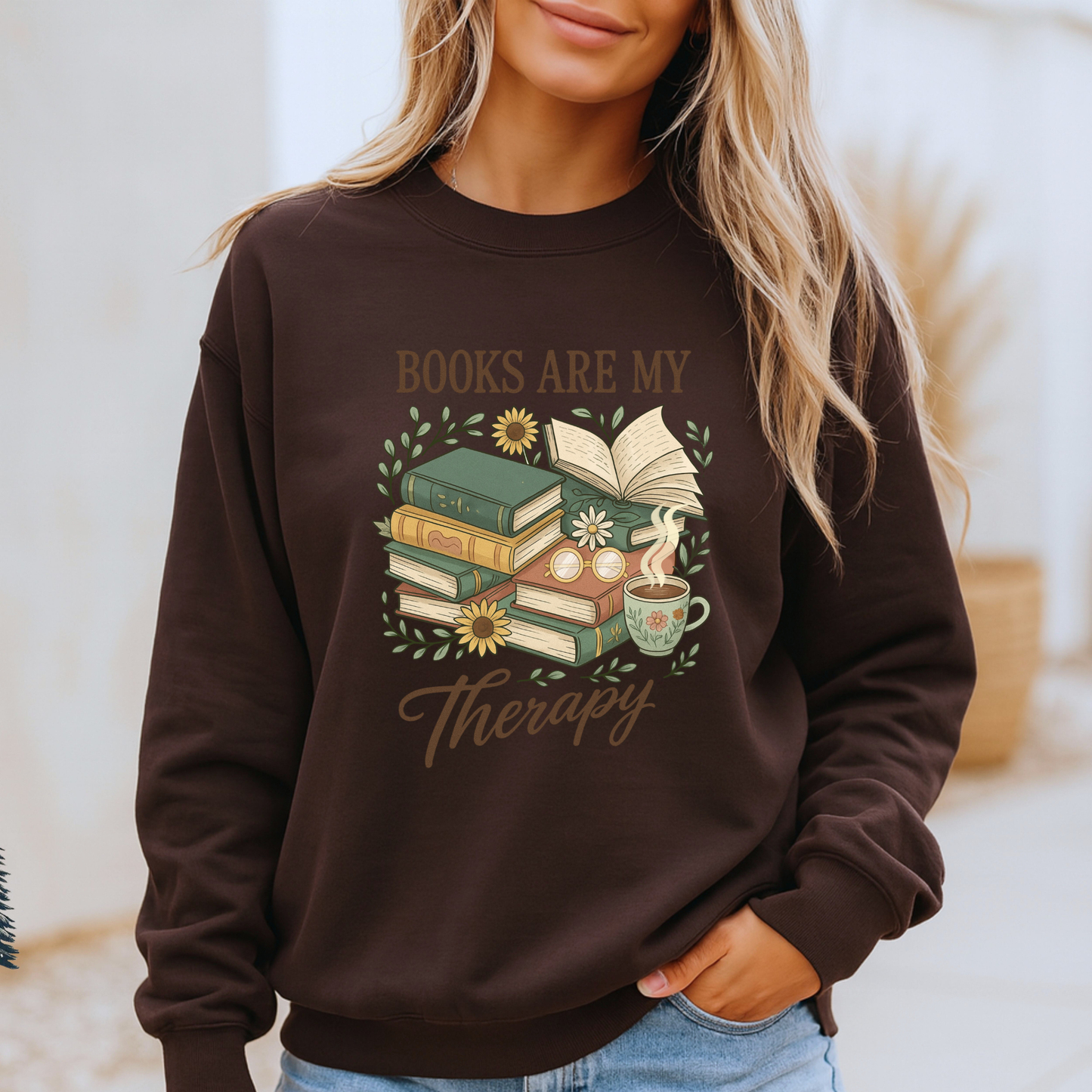 📖 Books Are My Therapy 💗 Organic Cotton Sweatshirt