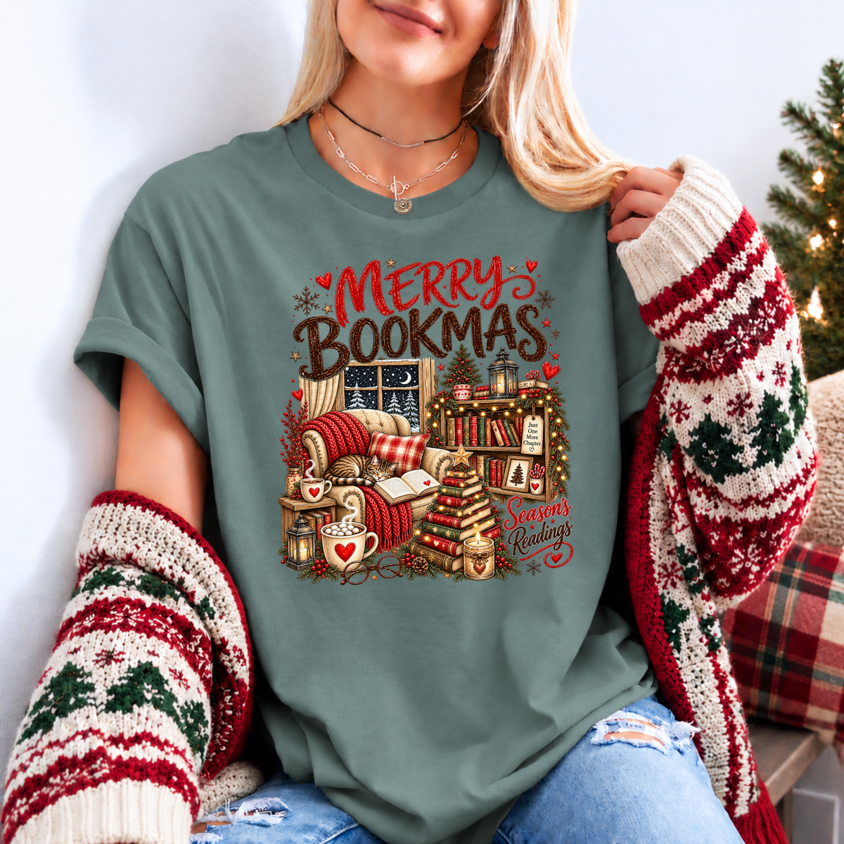 Merry Bookmax & Cosy Chapters 🎄📚❤️ Organic Cotton Christmas T-Shirt