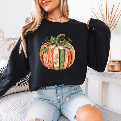 📚 Bookish Pumpkin Autumn Sweatshirt 🎃🌸