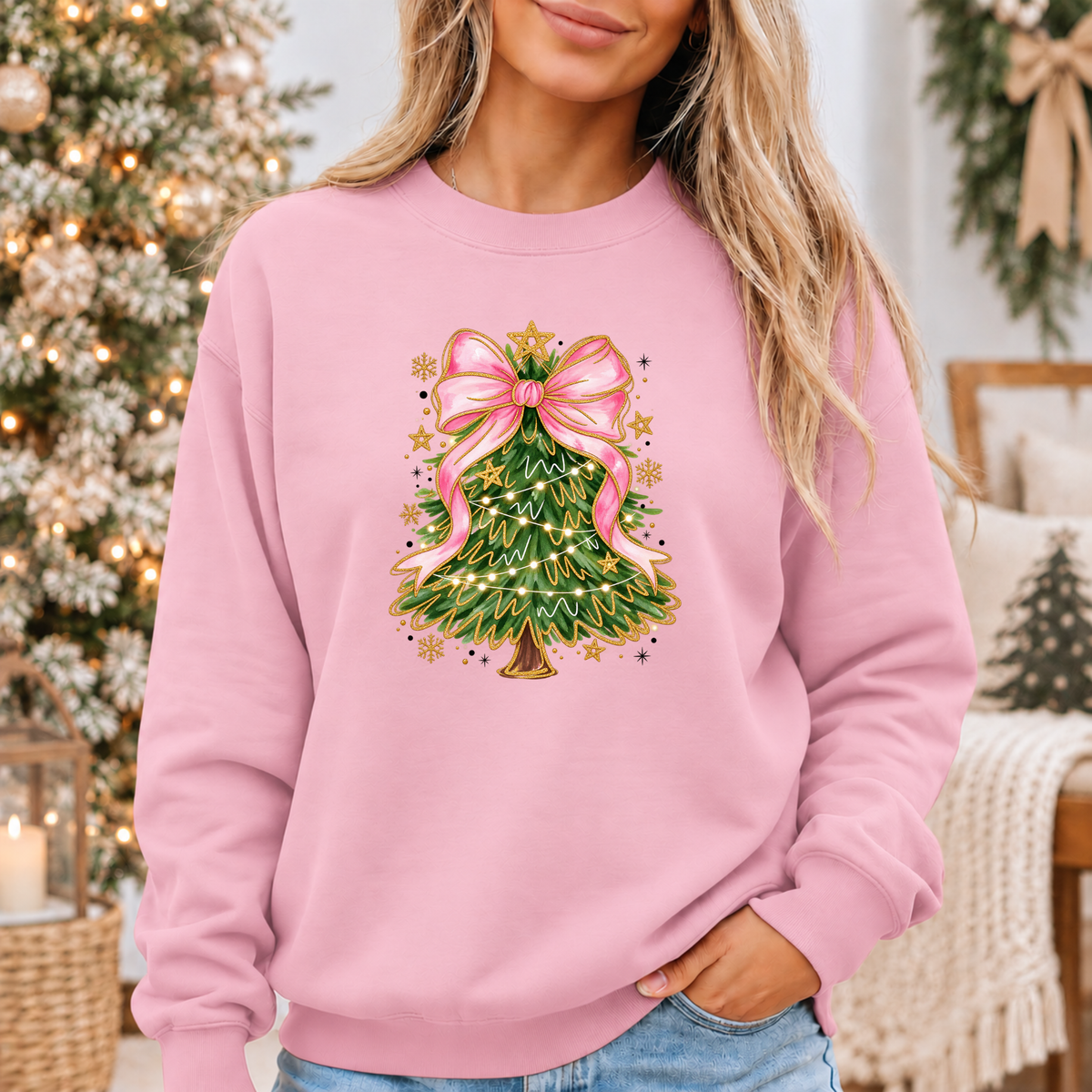 Pretty in Pink Christmas Magic 🎀🎄✨ Cosy Christmas Sweatshirt