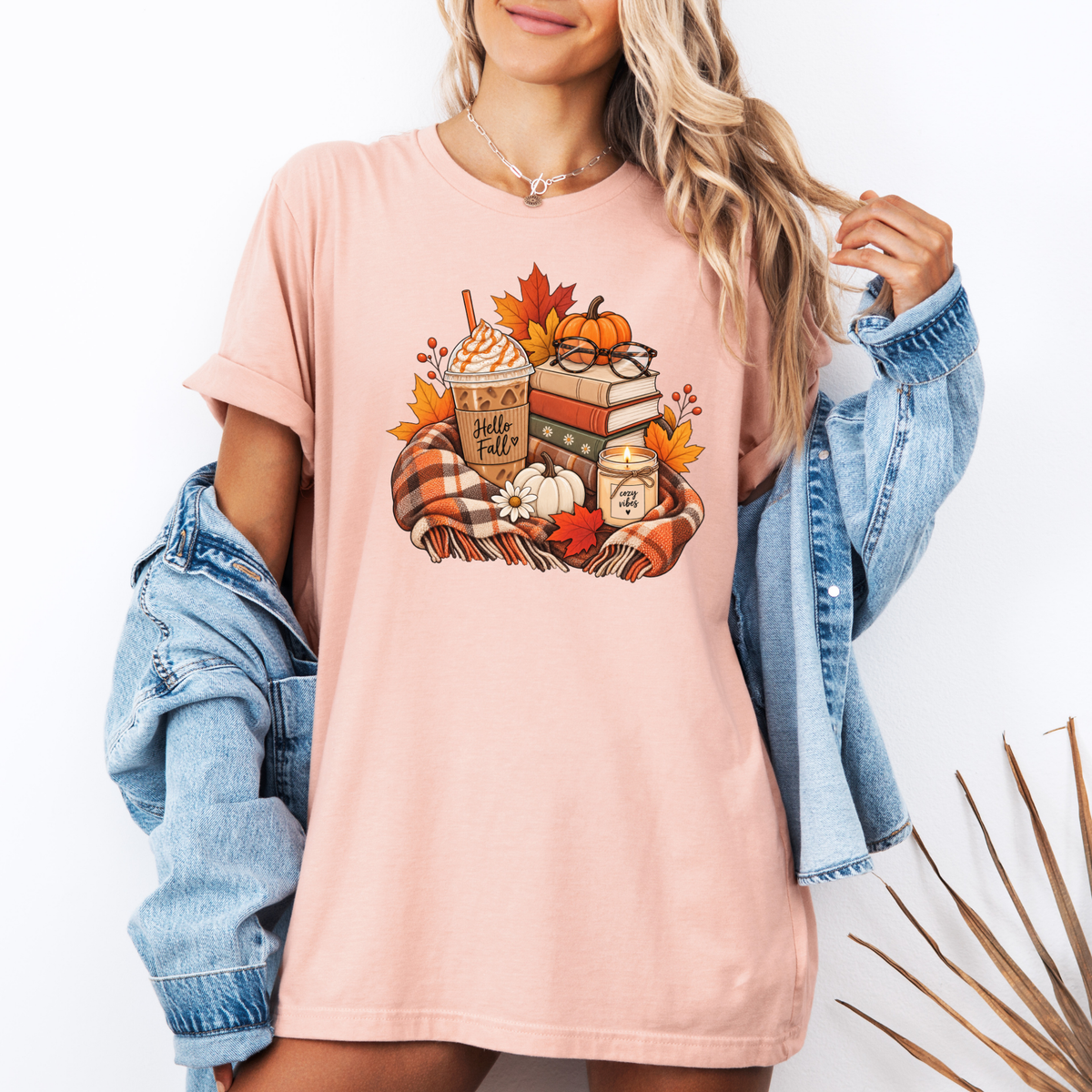 🍂📚 Hello Fall Bookish Cotton T-Shirt ☕✨