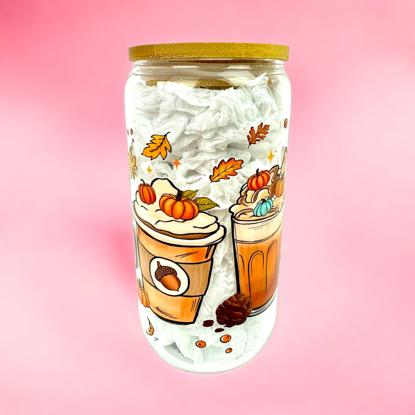 🎃 Pumpkin Spice Latte Glass Cup – 16oz 🍂☕