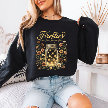 ✨🐞 Fireflies & Front Porch Nights Cozy Sweatshirt 🌙🌼💛