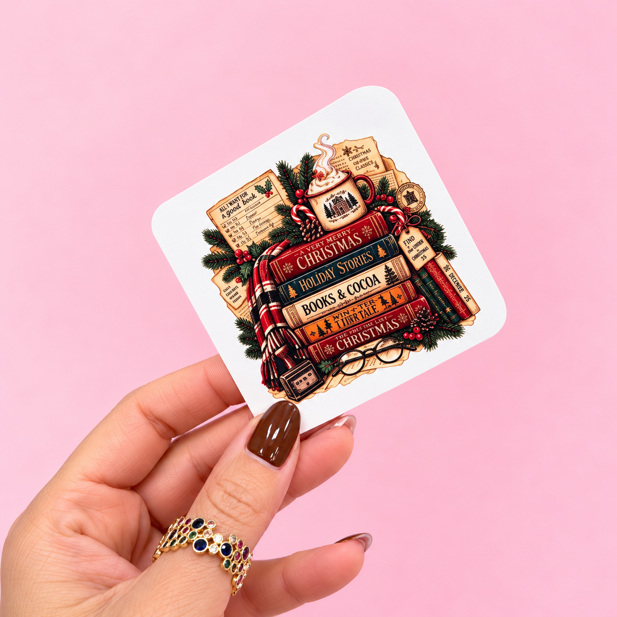 🎄📚 Christmas Library coaster ☕❤️