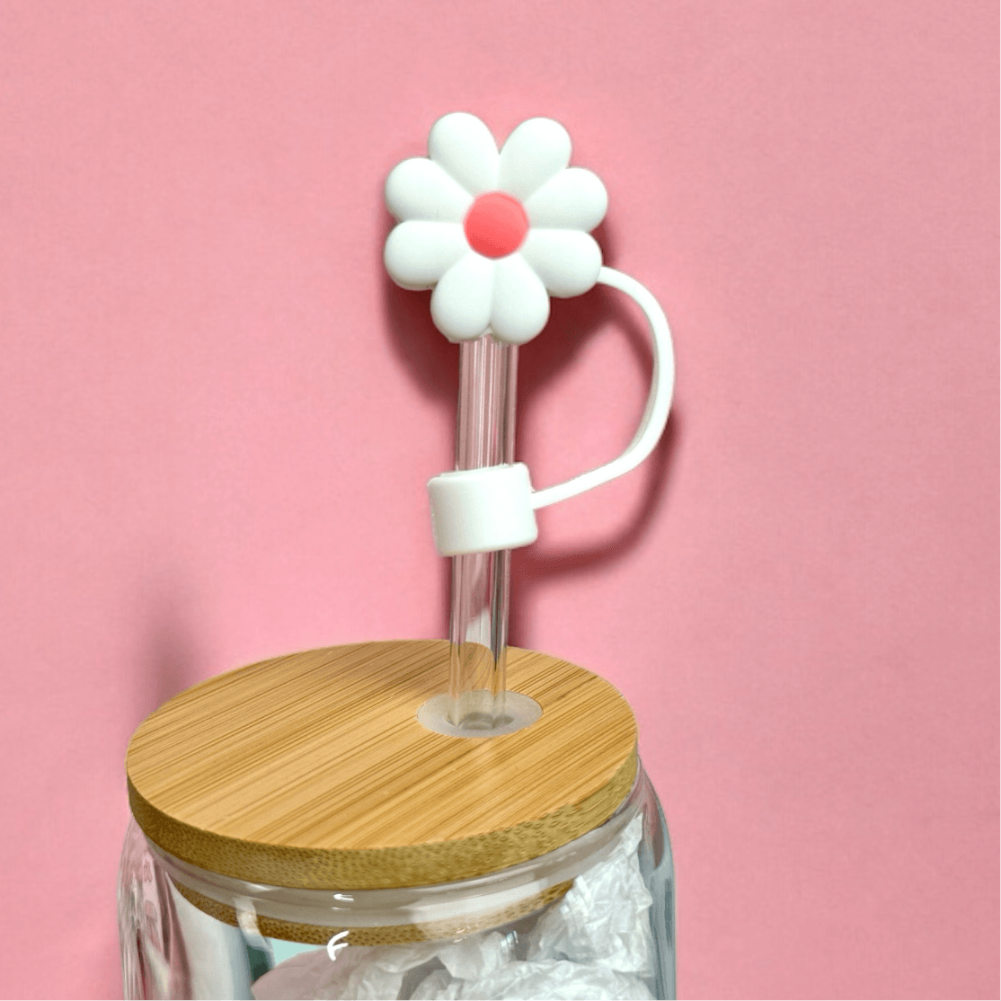 White Daisy Straw Topper