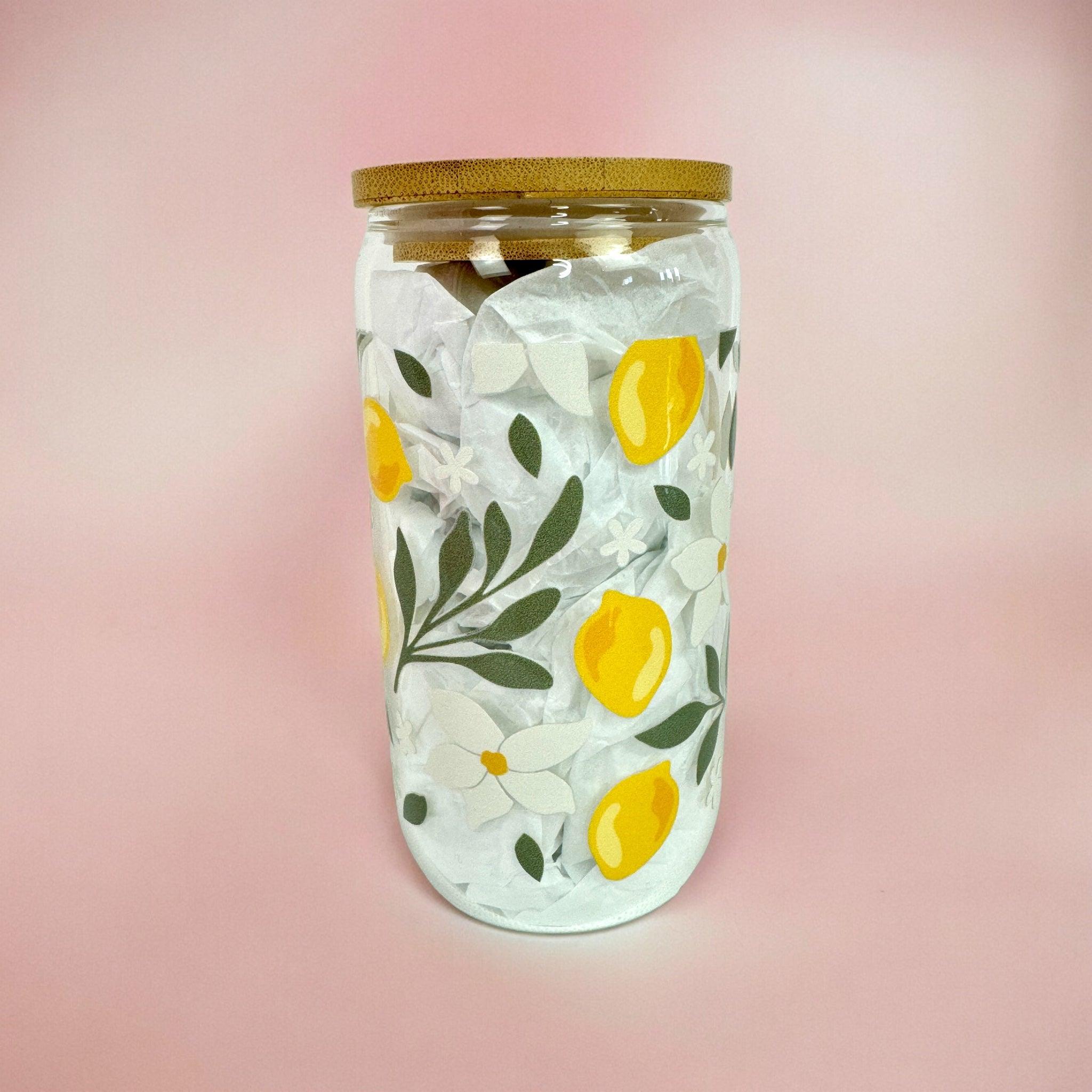 Lemon Bloom 16oz (455ml) Iced Coffee Glass Cup