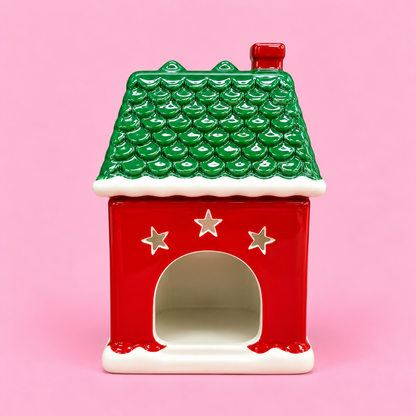 🎄🏠 Red Christmas House Ceramic Oil Burner ❤️✨