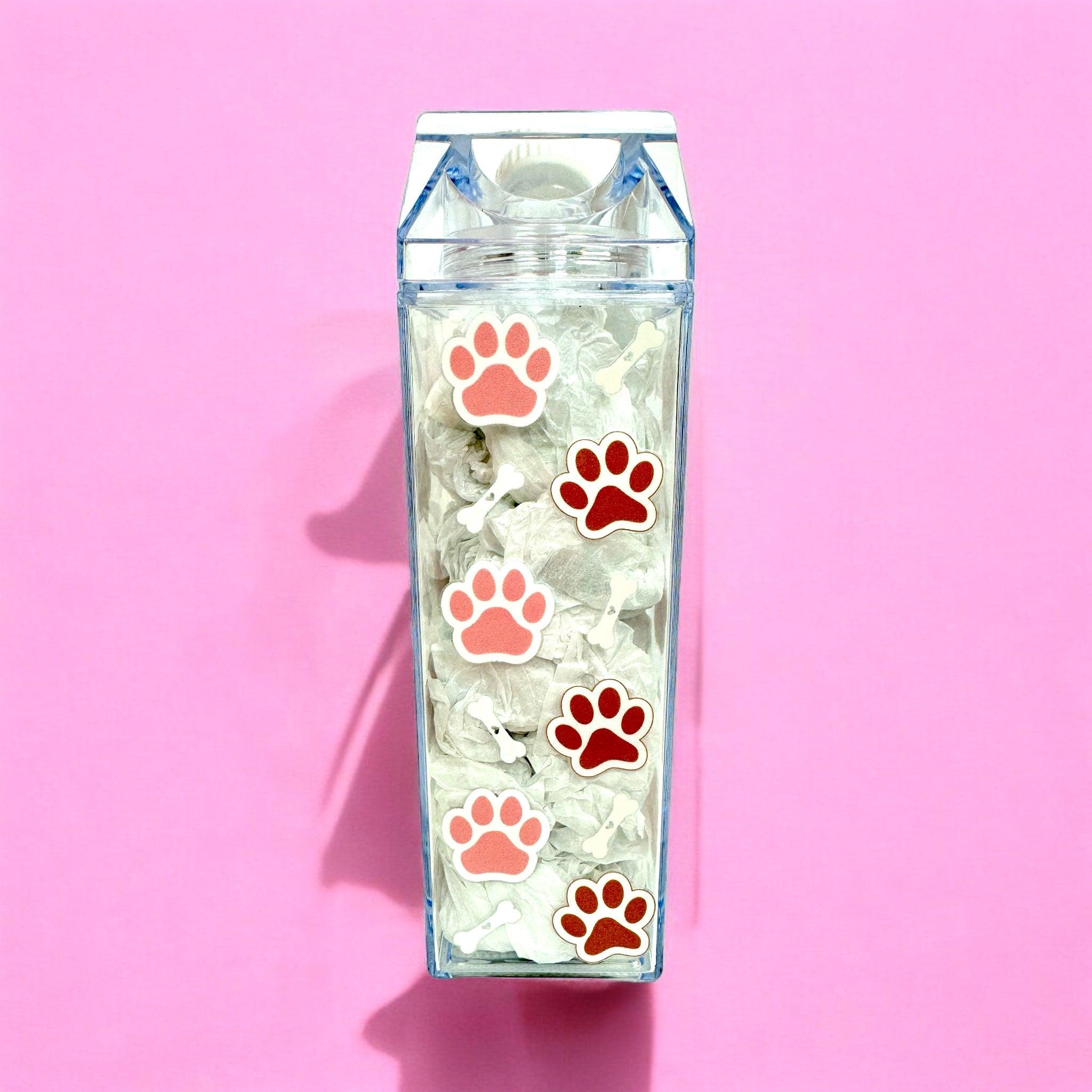 Pet Paws Milk Carton Water Bottle 17oz