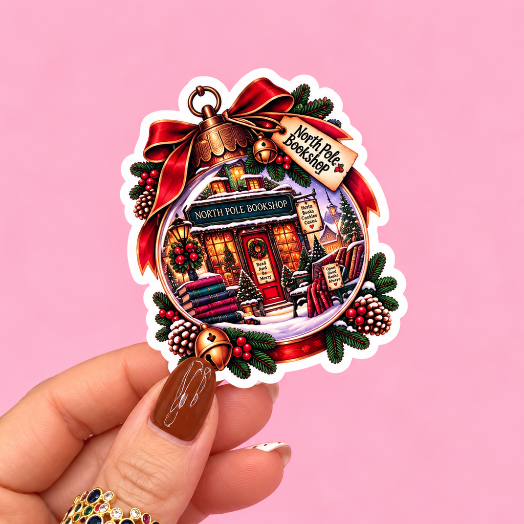 🎄📚 North Pole Bookshop Christmas Sticker ❤️✨
